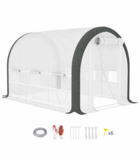 Outsunny Walk-in Tunnel Greenhouse, Upgraded Structure, Mesh Door & Windows