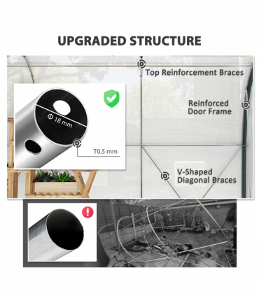 Outsunny Walk-in Tunnel Greenhouse, Upgraded Structure, Mesh Door & Windows