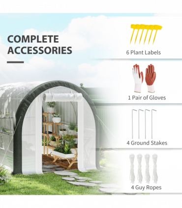 Outsunny Walk-in Tunnel Greenhouse, Upgraded Structure, Mesh Door & Windows