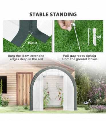 Outsunny Walk-in Tunnel Greenhouse, Upgraded Structure, Mesh Door & Windows