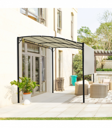 Outsunny Wall Mounted Garden Gazebo Awning, 300L x 250W x 200-250Hcm