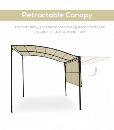 Outsunny Wall Mounted Garden Gazebo Awning, 300L x 250W x 200-250Hcm