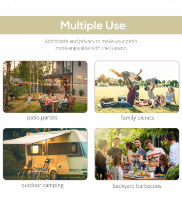 Outsunny Wall Mounted Garden Gazebo Awning, 300L x 250W x 200-250Hcm