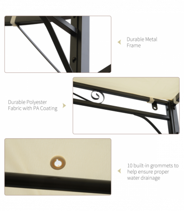 Outsunny Wall Mounted Garden Gazebo Awning, 300L x 250W x 200-250Hcm