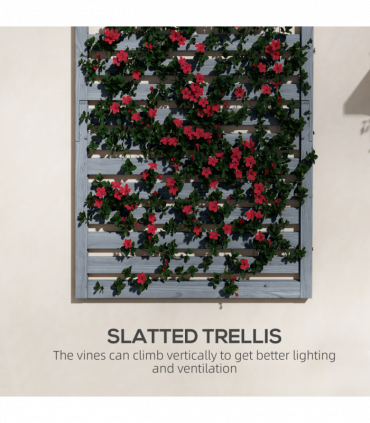 Outsunny Wall Mounted Plant Stands Set of 2 with Shelves and Slatted Trellis