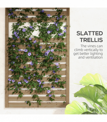 Outsunny Wall Mounted Plant Stands Set of 2 with Shelves and Slatted Trellis