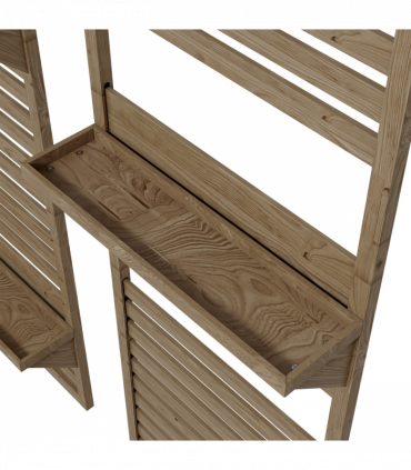 Outsunny Wall Mounted Plant Stands Set of 2 with Shelves and Slatted Trellis