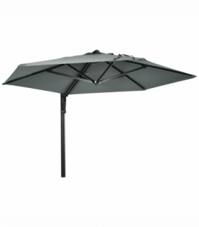 Outsunny Wall-Mounted Parasol Patio Umbrella with Hand to Push System Grey