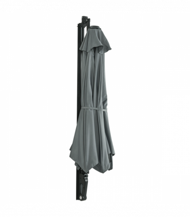 Outsunny Wall-Mounted Parasol Patio Umbrella with Hand to Push System Grey