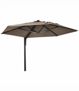 Outsunny Wall-Mounted Parasol Patio Umbrella with Hand to Push System Khaki