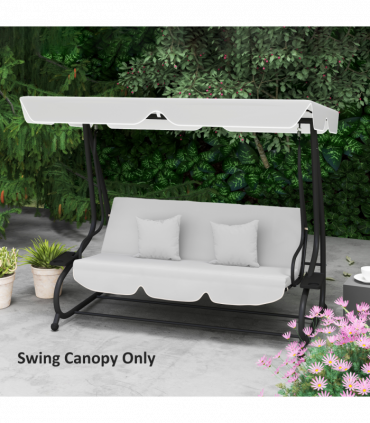 Outsunny Waterproof Garden Swing Canopy Replacement 3 Seater, Light Grey