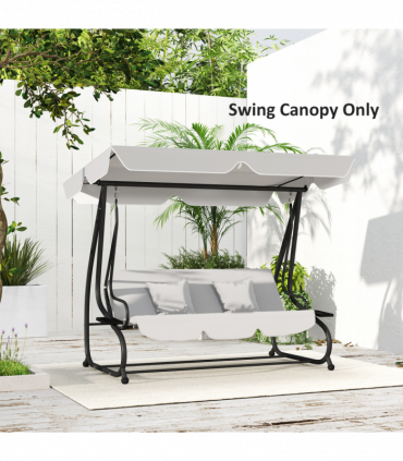 Outsunny Waterproof Garden Swing Canopy Replacement 3 Seater, Light Grey