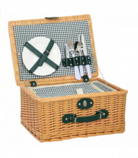 Outsunny Wicker Picnic Basket for 2 w/ Insulated Cooler Bag, Light Brown