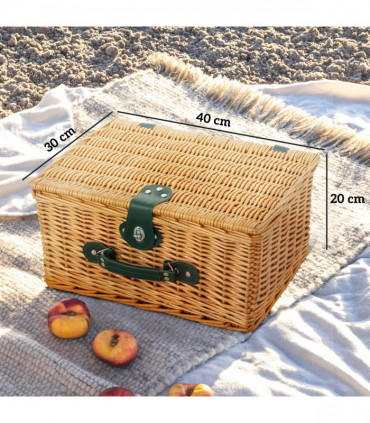 Outsunny Wicker Picnic Basket for 2 w/ Insulated Cooler Bag, Light Brown