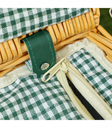 Outsunny Wicker Picnic Basket for 2 w/ Insulated Cooler Bag, Light Brown