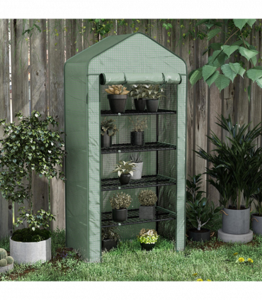 Outsunny Widened Mini Greenhouse 5 Tier Green House, 193H x 90W x 49Dcm, Green
