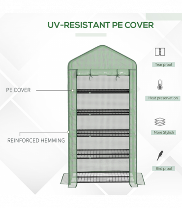 Outsunny Widened Mini Greenhouse 5 Tier Green House, 193H x 90W x 49Dcm, Green