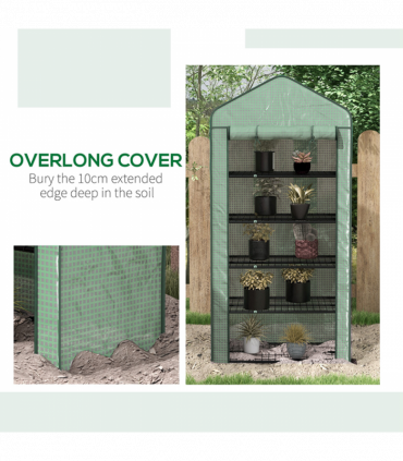 Outsunny Widened Mini Greenhouse 5 Tier Green House, 193H x 90W x 49Dcm, Green