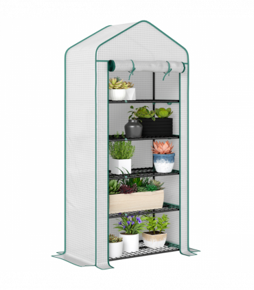 Outsunny Widened Mini Greenhouse 5 Tier Green House, 193H x 90W x 49Dcm, White