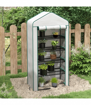 Outsunny Widened Mini Greenhouse 5 Tier Green House, 193H x 90W x 49Dcm, White