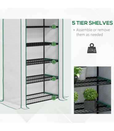 Outsunny Widened Mini Greenhouse 5 Tier Green House, 193H x 90W x 49Dcm, White