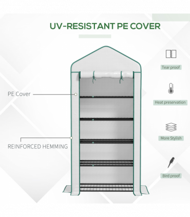 Outsunny Widened Mini Greenhouse 5 Tier Green House, 193H x 90W x 49Dcm, White