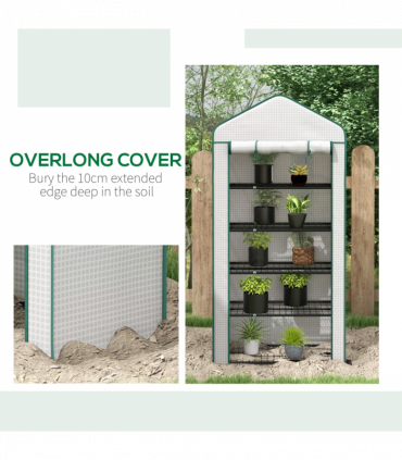 Outsunny Widened Mini Greenhouse 5 Tier Green House, 193H x 90W x 49Dcm, White