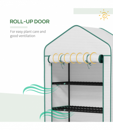 Outsunny Widened Mini Greenhouse 5 Tier Green House, 193H x 90W x 49Dcm, White