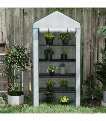 Outsunny Widened Mini Greenhouse 5 Tier Green House, 193H x 90W x 49Dcm, White