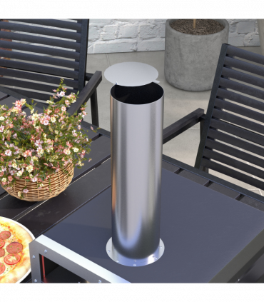 Outsunny Wood Fired Pizza Oven with Rotating Pizza Stone and Cover, Black