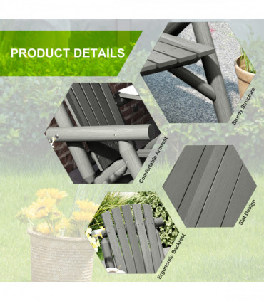 Outsunny Wood Patio Bench 2 Seats w/ Centre Coffee Table, Grey