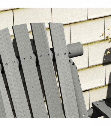 Outsunny Wood Patio Bench 2 Seats w/ Centre Coffee Table, Grey