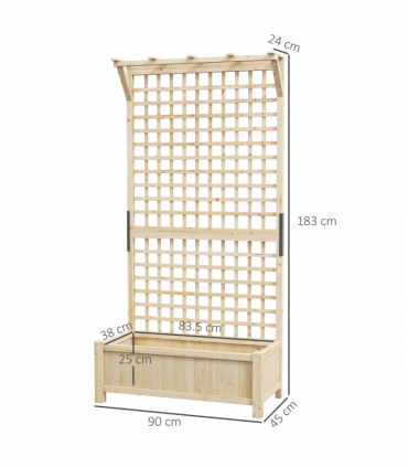 Outsunny Wood Planter with Trellis for Climbing Plants Vines Planter Box Natural