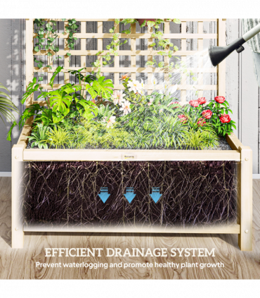 Outsunny Wood Planter with Trellis for Climbing Plants Vines Planter Box Natural