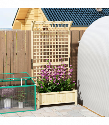 Outsunny Wood Planter with Trellis for Climbing Plants Vines Planter Box Natural