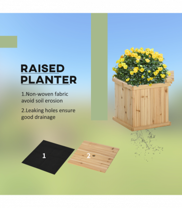 Wooden Garden Planter & Bench Combination Garden Raised Bed Patio Park Natural Wood Colour 176 x 38 x 40 cm