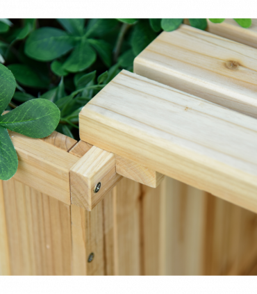 Wooden Garden Planter & Bench Combination Garden Raised Bed Patio Park Natural Wood Colour 176 x 38 x 40 cm