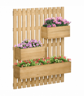 Outsunny Wooden Garden Planters with Trellis Wall-mounted Raised Garden Bed