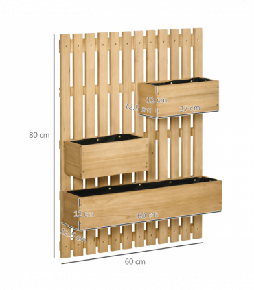 Outsunny Wooden Garden Planters with Trellis Wall-mounted Raised Garden Bed