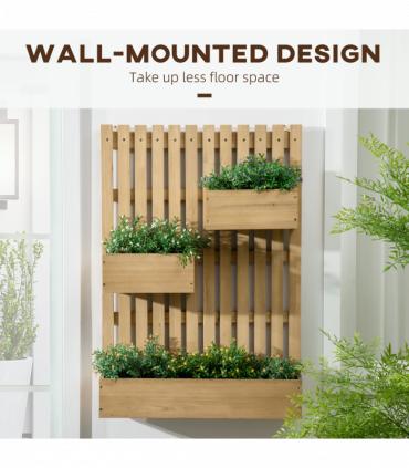 Outsunny Wooden Garden Planters with Trellis Wall-mounted Raised Garden Bed