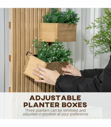 Outsunny Wooden Garden Planters with Trellis Wall-mounted Raised Garden Bed