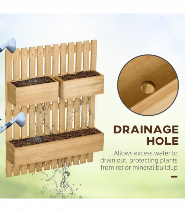 Outsunny Wooden Garden Planters with Trellis Wall-mounted Raised Garden Bed