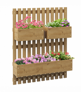 Outsunny Wooden Garden Planters with Trellis Wall-mounted Raised Garden Bed