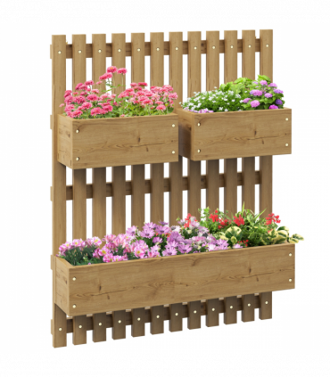 Outsunny Wooden Garden Planters with Trellis Wall-mounted Raised Garden Bed