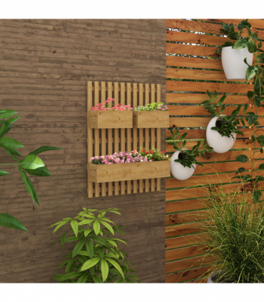 Outsunny Wooden Garden Planters with Trellis Wall-mounted Raised Garden Bed