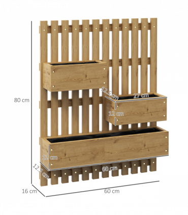 Outsunny Wooden Garden Planters with Trellis Wall-mounted Raised Garden Bed