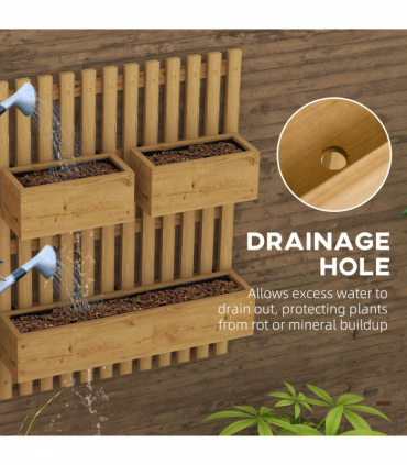 Outsunny Wooden Garden Planters with Trellis Wall-mounted Raised Garden Bed