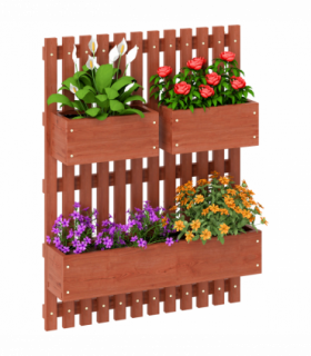 Outsunny Wooden Garden Planters with Trellis Wall-mounted Raised Garden Bed