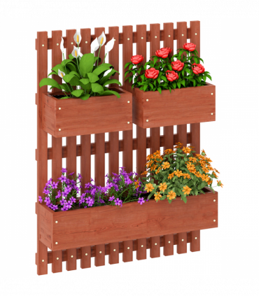 Outsunny Wooden Garden Planters with Trellis Wall-mounted Raised Garden Bed