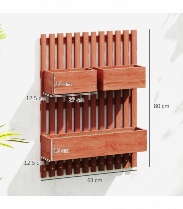 Outsunny Wooden Garden Planters with Trellis Wall-mounted Raised Garden Bed